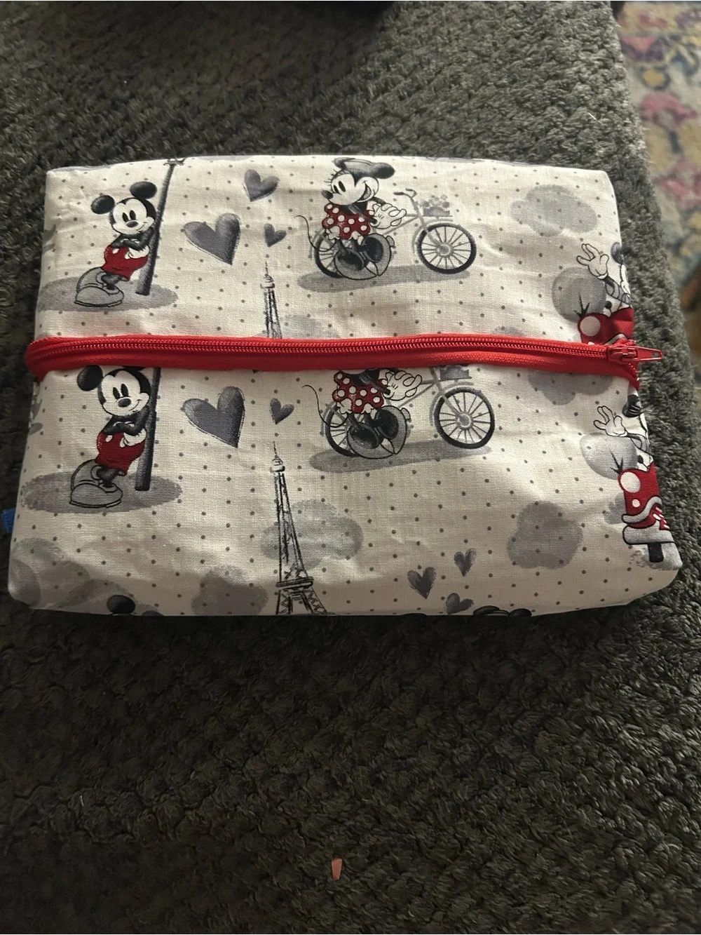 Hand Crafted Red & White Mickey Mouse Cosmetic Bag